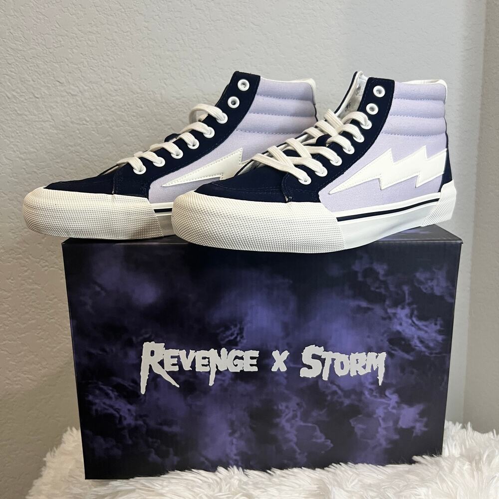 New In Box Revenge X Storm Vol 2. Lilac, Dark Navy High Top Sneakers Men Size 9